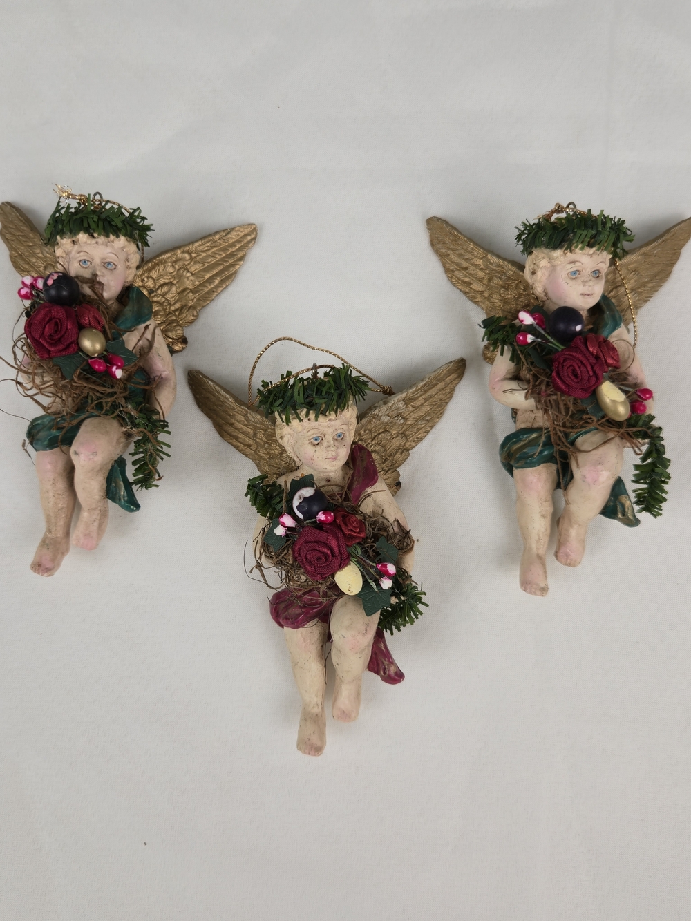 Vintage Midwest of Cannon Falls Cherub Angel Ornaments - Set of 3